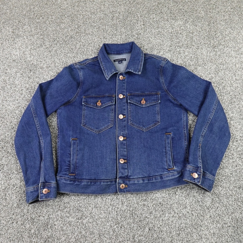 J Crew Jacket Womens S Dark Blue Jean Denim Trucker Biker Motorcycle Coat Preppy